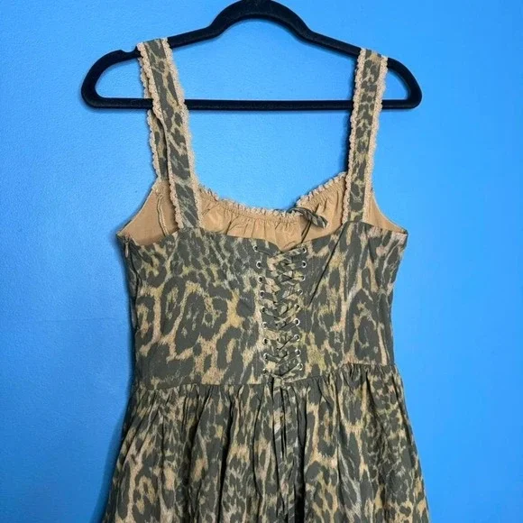 Nasty Gal Leopard Mini Dress Women's Size 8 Corset Lace Drop Waist Glam Punk - Picture 7 of 8